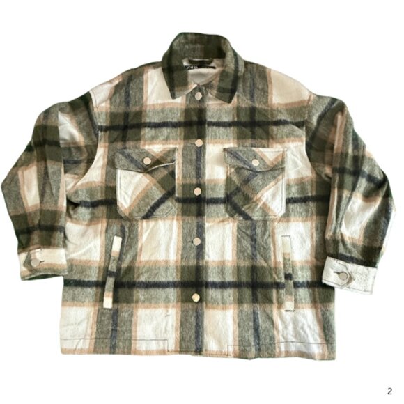 ZARA Multicolor Oversized Flannel Shirt Jacket, Women’s Size L, GW (BB1701) - Picture 1 of 2